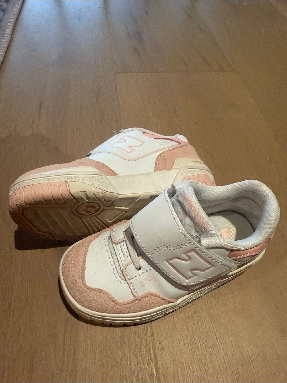 Toddler White and Light Pink Velcro new balance Sneakers